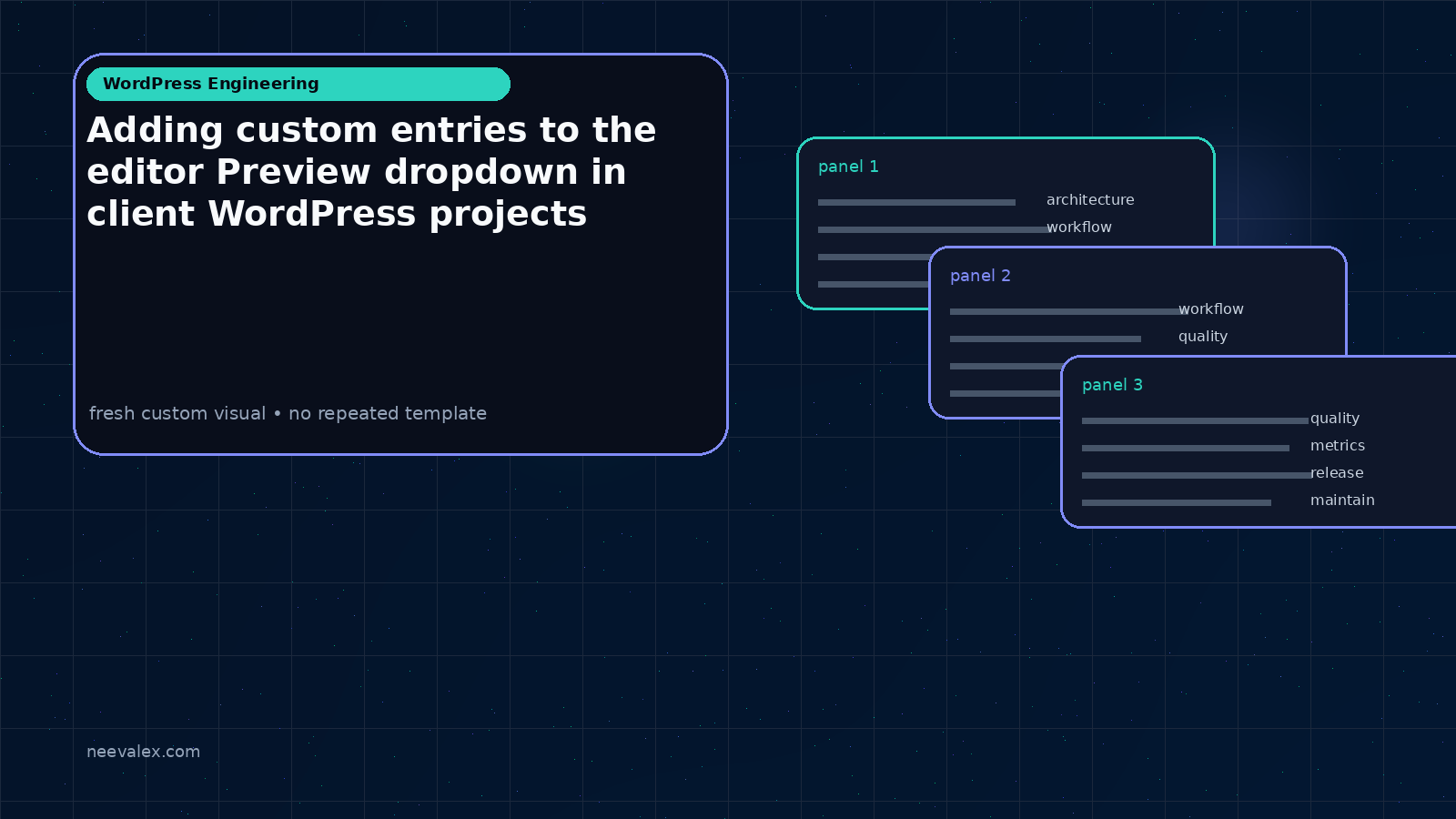 Visual example for Adding custom entries to the editor Preview dropdown in client WordPress projects