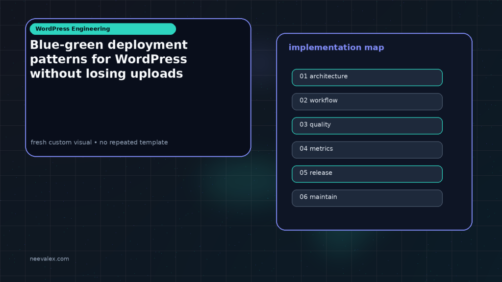 Generated visual related to Blue-green deployment patterns for WordPress without losing uploads