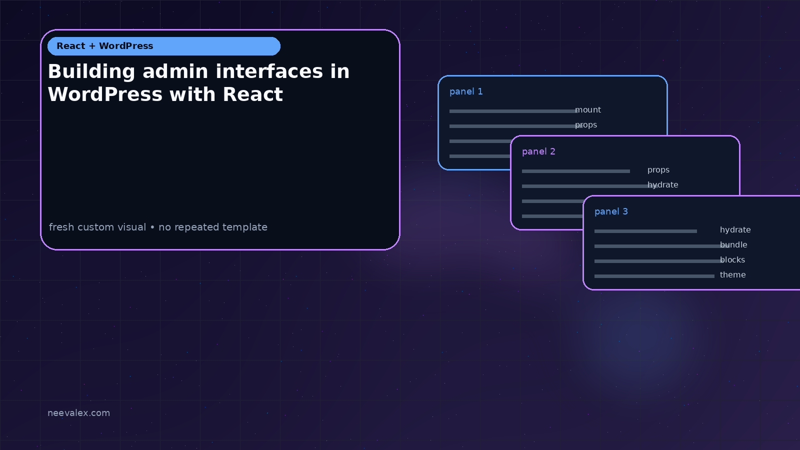 Visual example for Building admin interfaces in WordPress with React