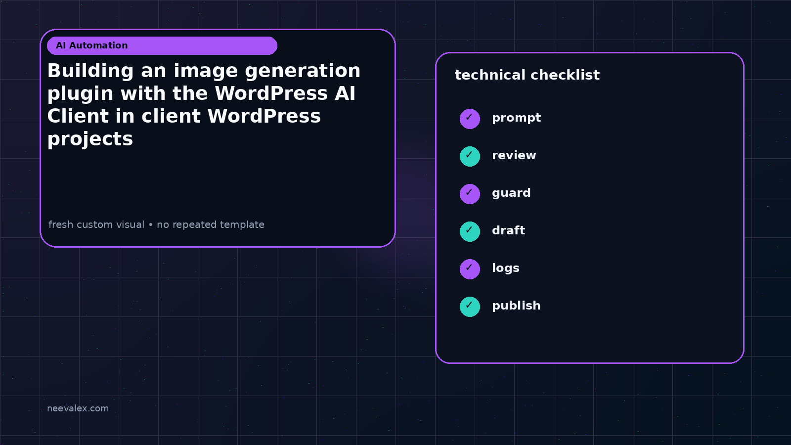 Visual example for Building an image generation plugin with the WordPress AI Client in client WordPress projects
