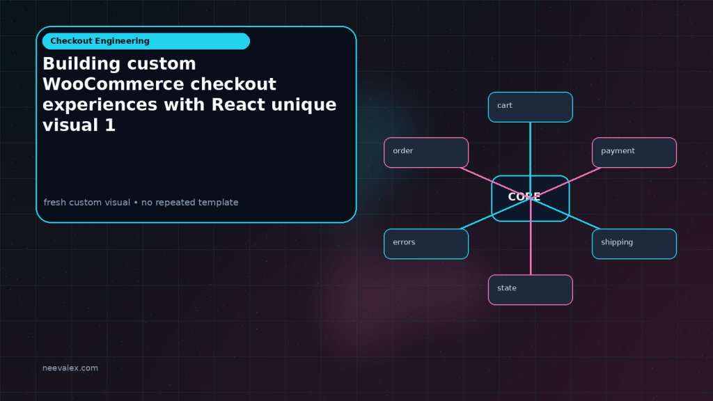 Unique non-repeating editorial visual for Building custom WooCommerce checkout experiences with React — image 1