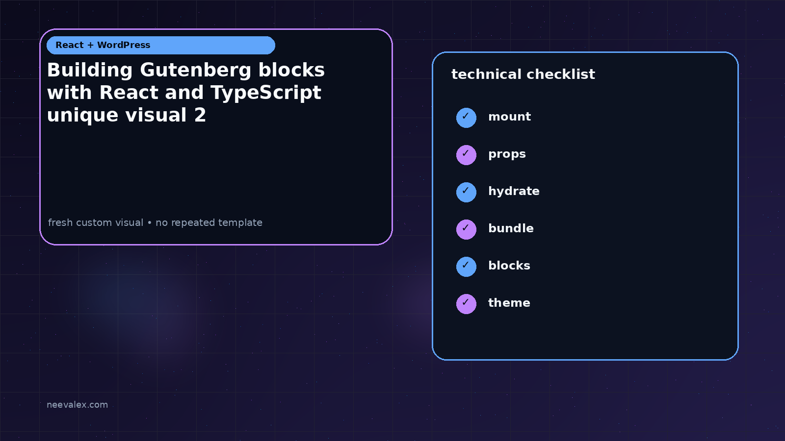 Visual example for Building Gutenberg blocks with React and TypeScript