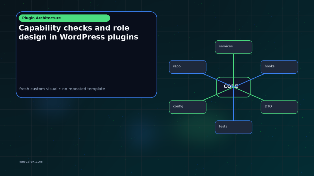 Generated visual related to Capability checks and role design in WordPress plugins