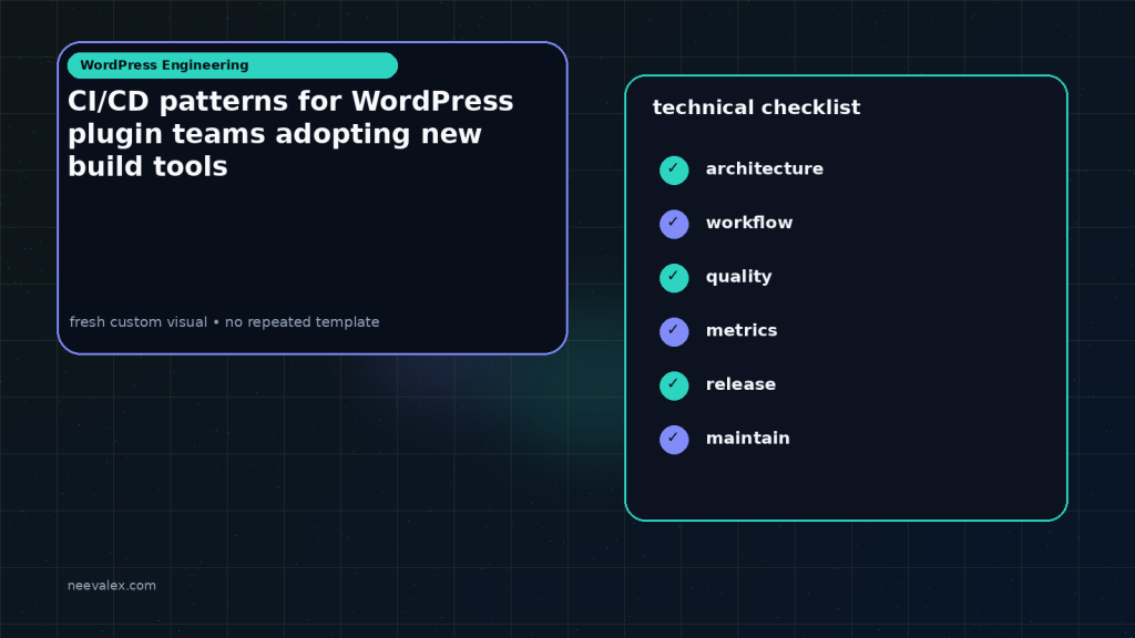 Generated visual related to CI/CD patterns for WordPress plugin teams adopting new build tools