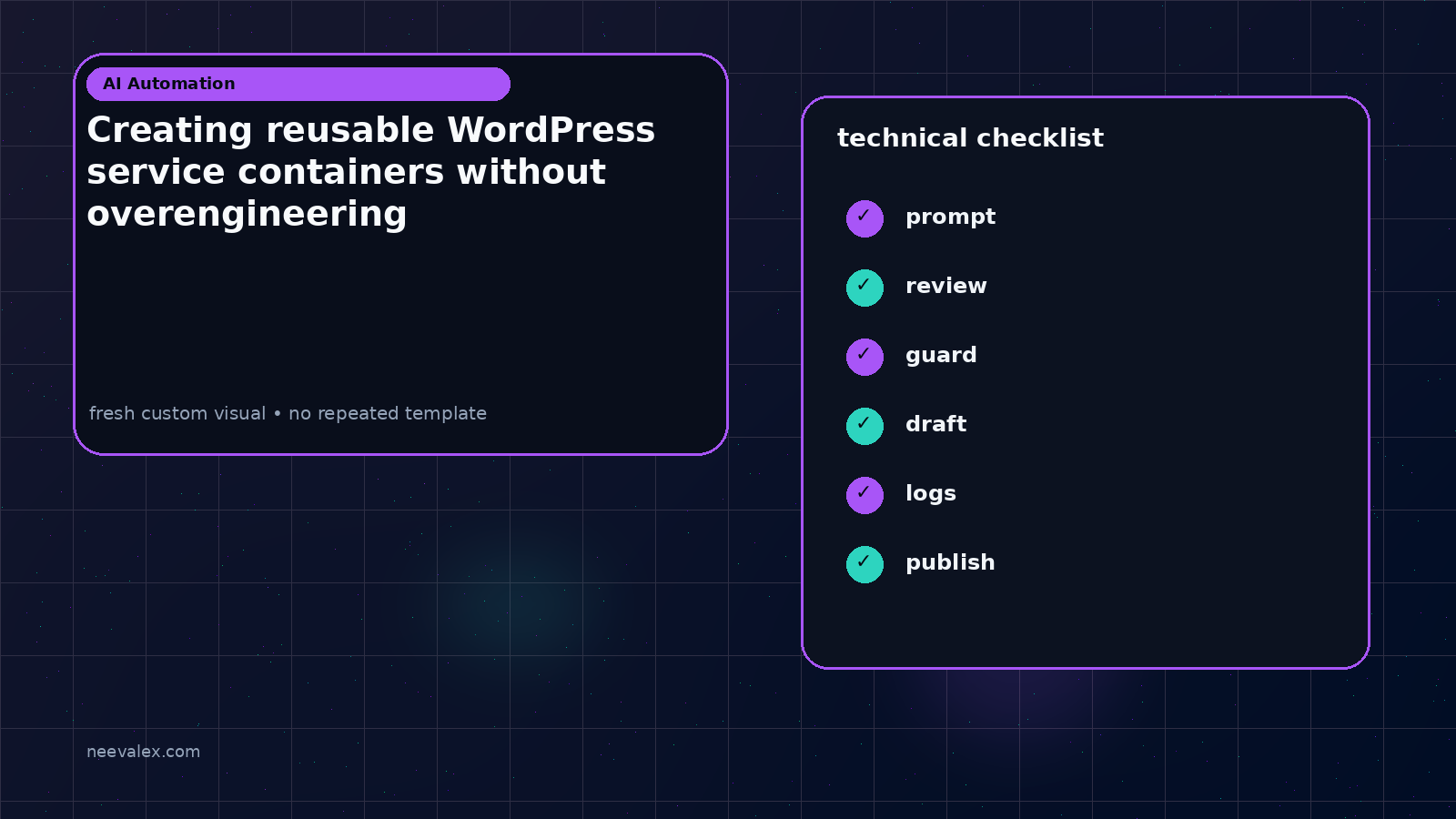 Workflow illustration for Creating reusable WordPress service containers without overengineering