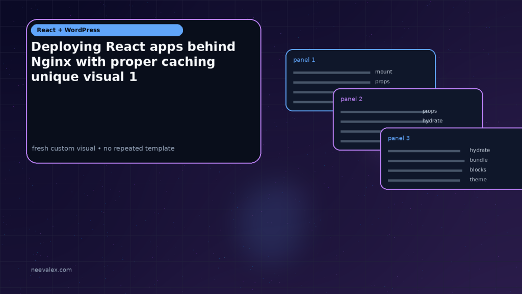 Unique non-repeating editorial visual for Deploying React apps behind Nginx with proper caching — image 1