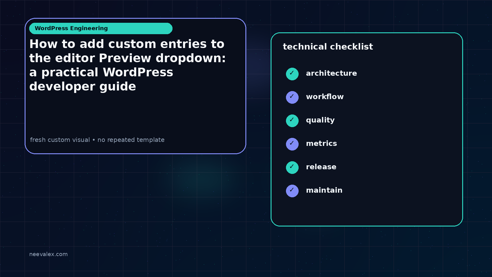 Visual example for How to add custom entries to the editor Preview dropdown: a practical WordPress developer guide