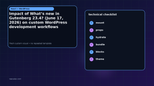 Generated visual related to Impact of What’s new in Gutenberg 23.4? (June 17, 2026) on custom WordPress development workflows