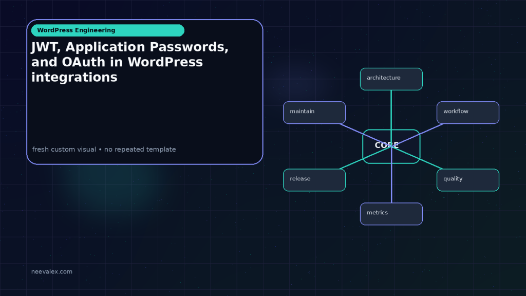 Generated visual related to JWT, Application Passwords, and OAuth in WordPress integrations