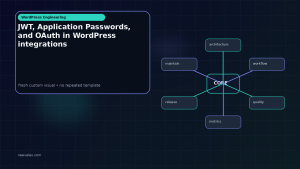 Generated visual related to JWT, Application Passwords, and OAuth in WordPress integrations