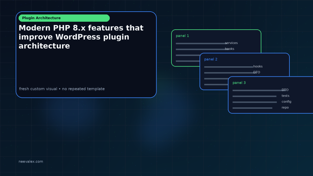 Generated visual related to Modern PHP 8.x features that improve WordPress plugin architecture
