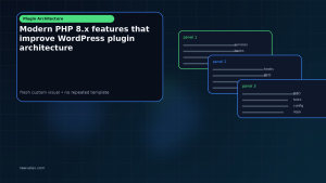 Generated visual related to Modern PHP 8.x features that improve WordPress plugin architecture