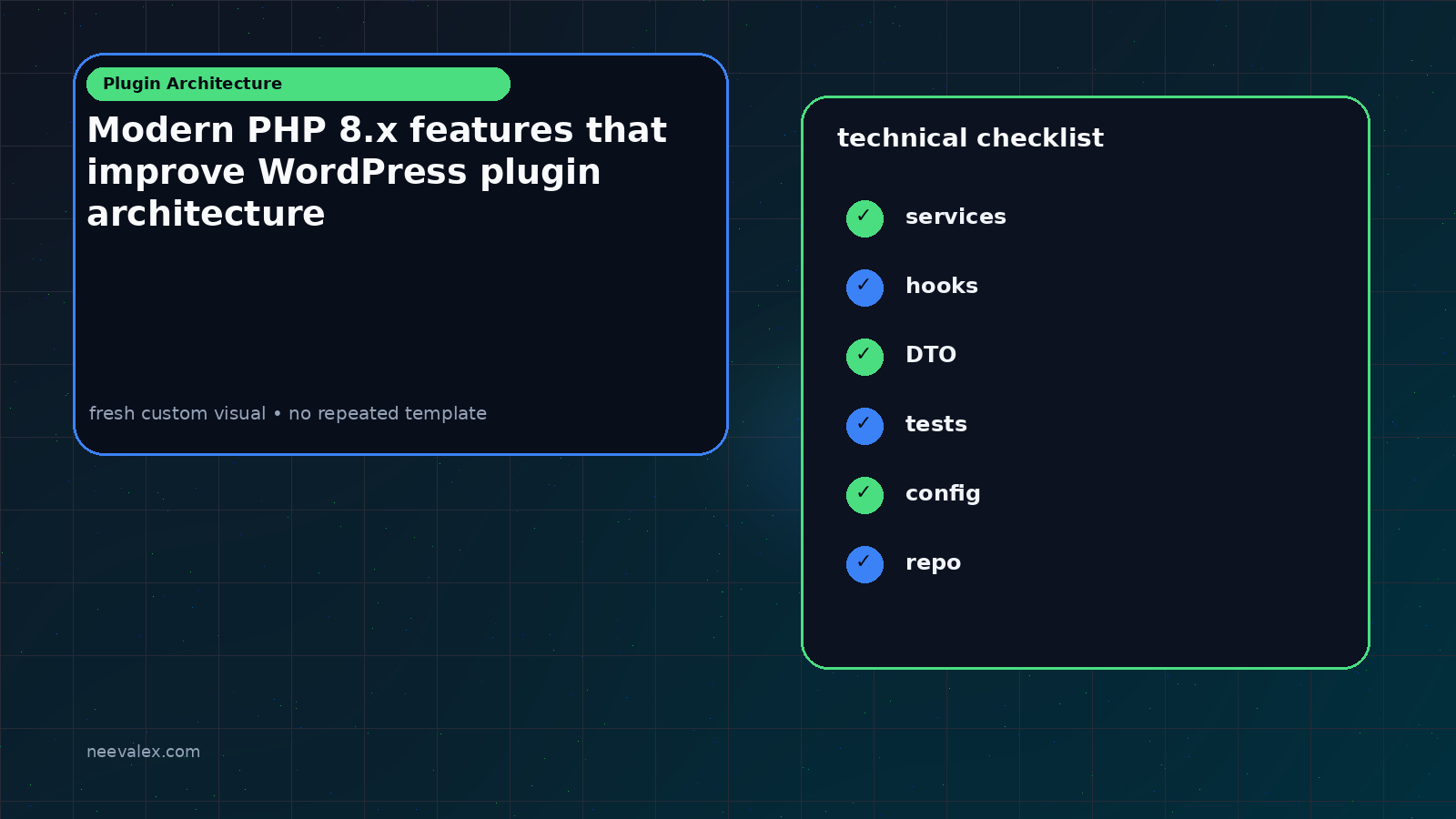 Workflow illustration for Modern PHP 8.x features that improve WordPress plugin architecture