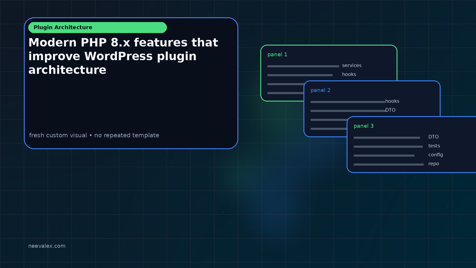 Visual example for Modern PHP 8.x features that improve WordPress plugin architecture