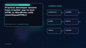 Generated visual related to Practical developer lessons from A better way to test HTML in WordPress with assertEqualHTML()