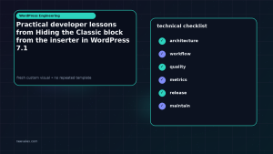 Generated visual related to Practical developer lessons from Hiding the Classic block from the inserter in WordPress 7.1