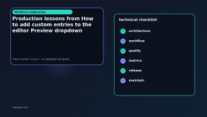 Generated visual related to Production lessons from How to add custom entries to the editor Preview dropdown