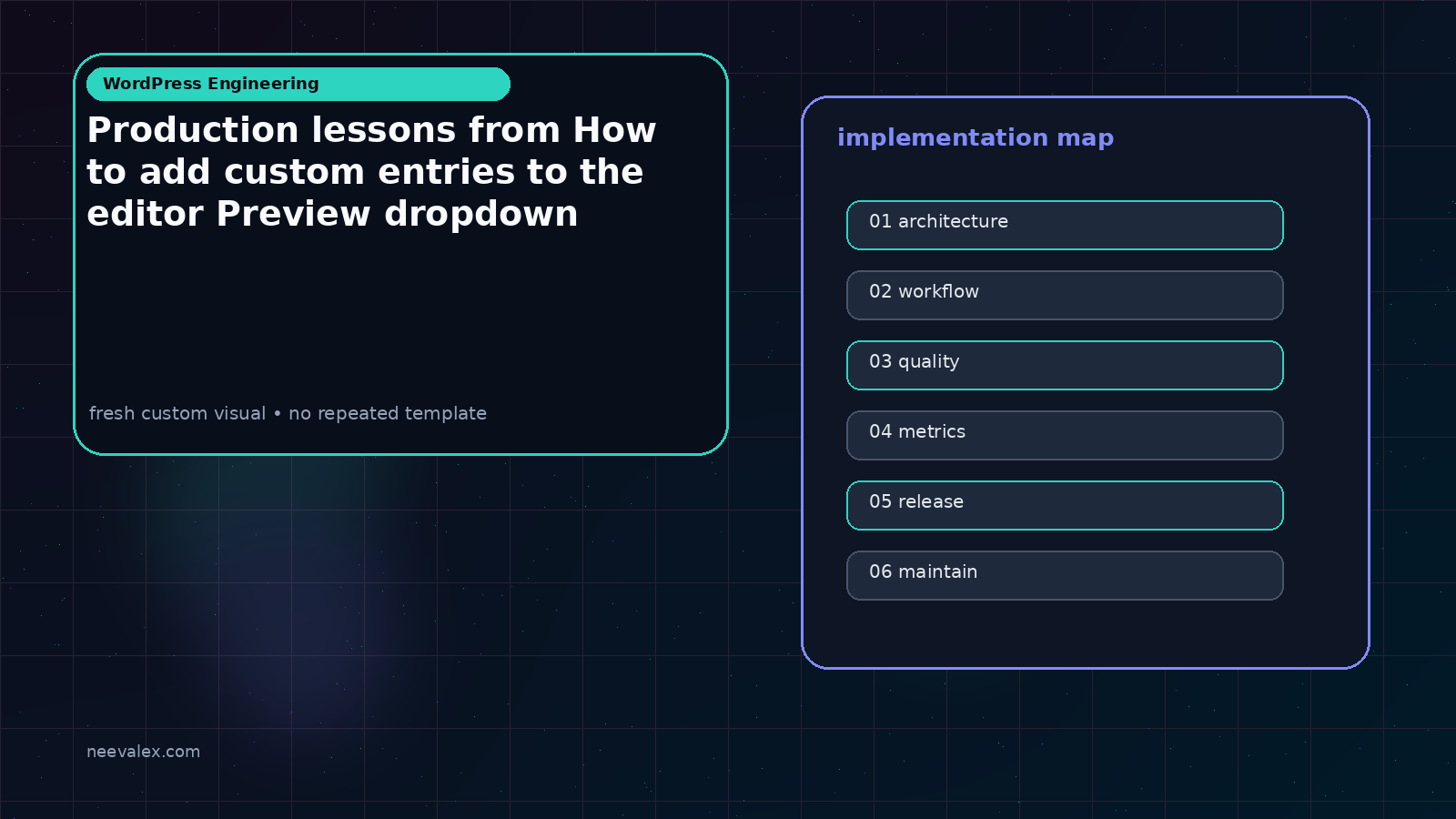 Visual example for Production lessons from How to add custom entries to the editor Preview dropdown