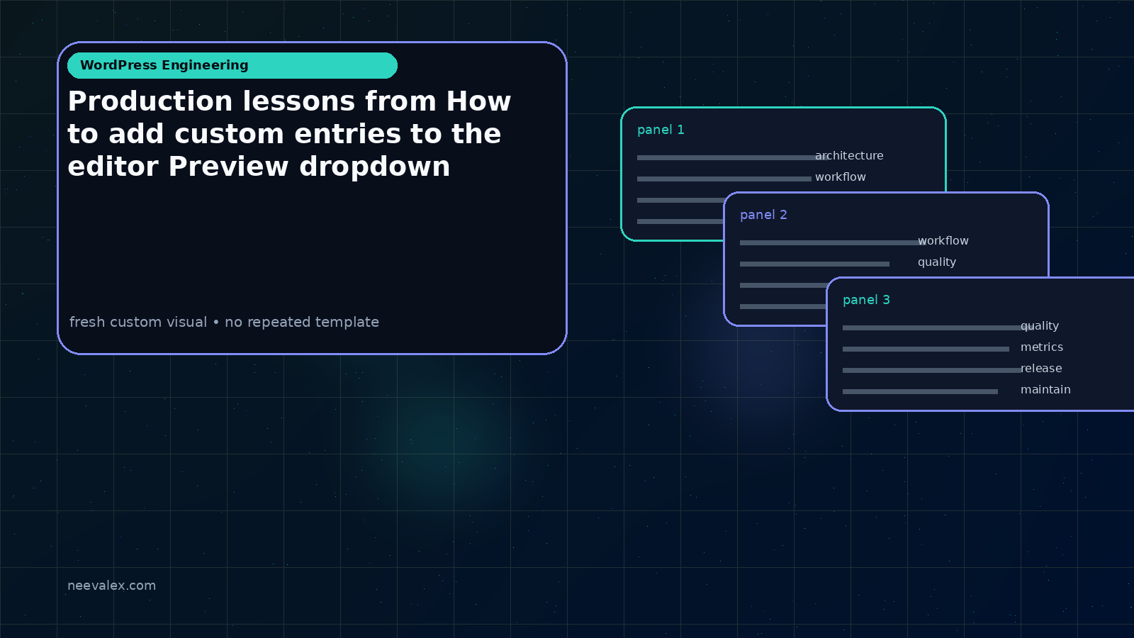 Workflow illustration for Production lessons from How to add custom entries to the editor Preview dropdown