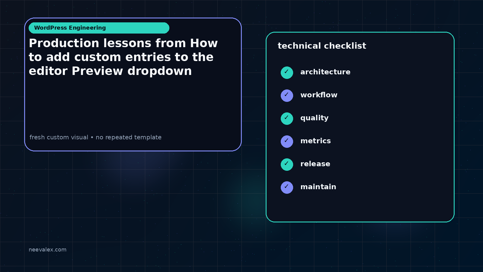 Visual example for Production lessons from How to add custom entries to the editor Preview dropdown