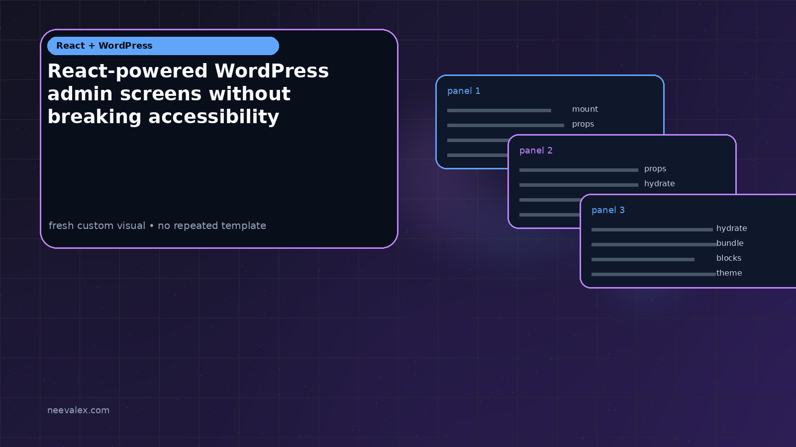 Visual example for React-powered WordPress admin screens without breaking accessibility