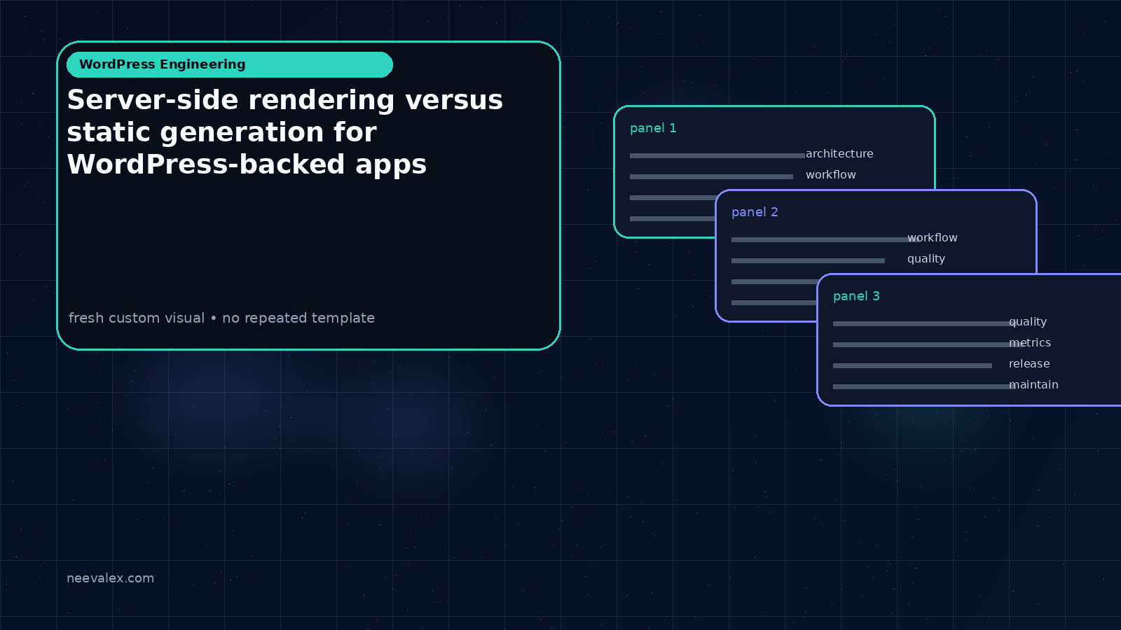 Visual example for Server-side rendering versus static generation for WordPress-backed apps