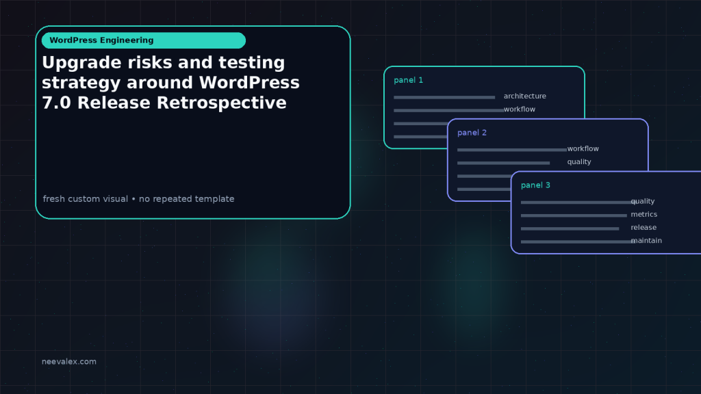 Generated visual related to Upgrade risks and testing strategy around WordPress 7.0 Release Retrospective