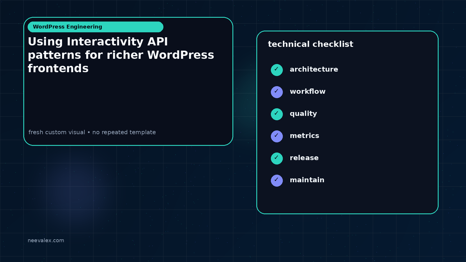 Visual example for Using Interactivity API patterns for richer WordPress frontends