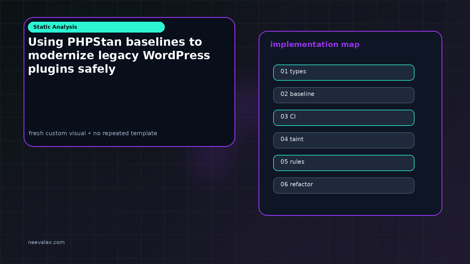 Visual example for Using PHPStan baselines to modernize legacy WordPress plugins safely