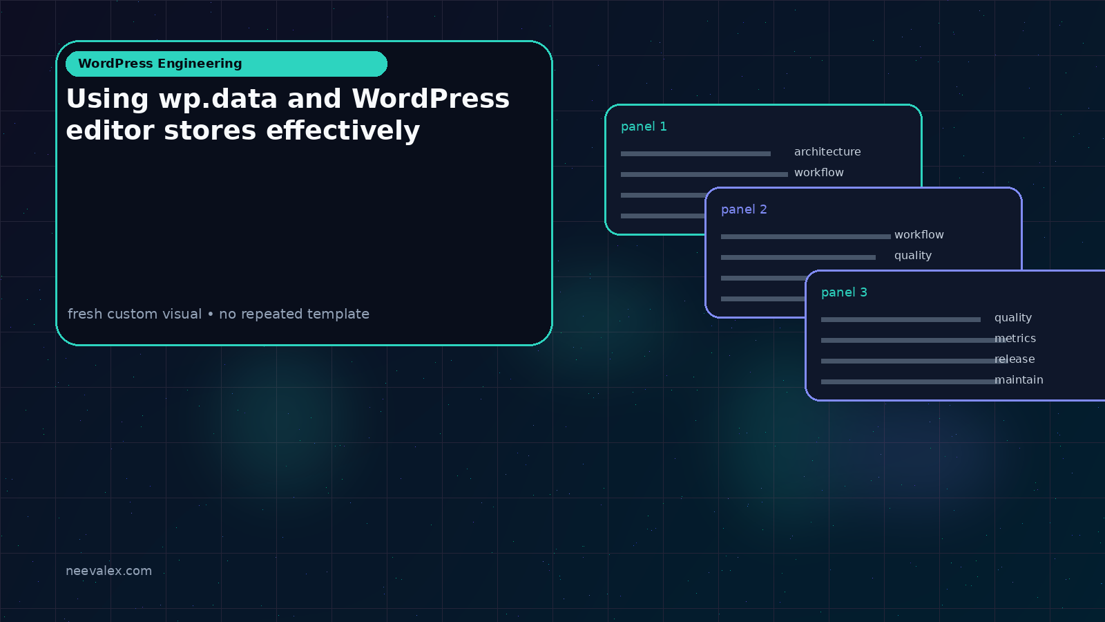 Visual example for Using wp.data and WordPress editor stores effectively