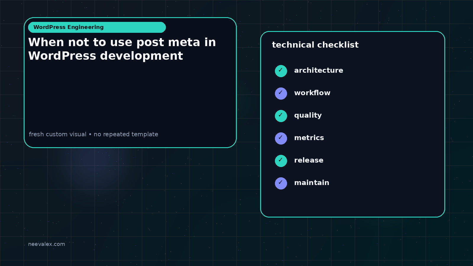 Visual example for When not to use post meta in WordPress development