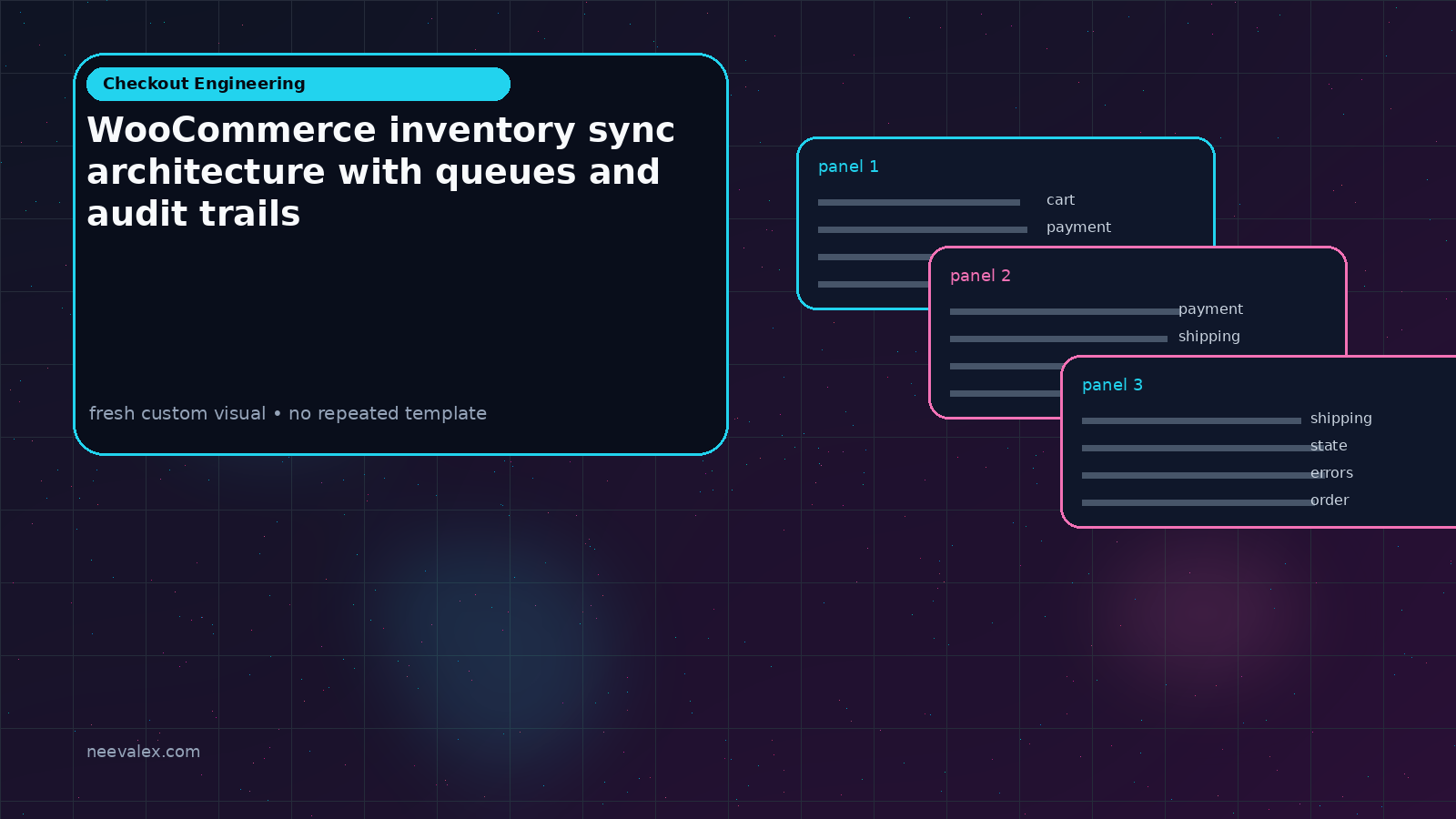 Main article image related to WooCommerce inventory sync architecture with queues and audit trails