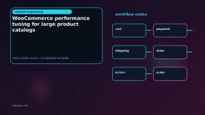 Unique non-repeating editorial visual for WooCommerce performance tuning for large product catalogs — image 1