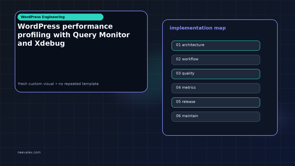 Generated visual related to WordPress performance profiling with Query Monitor and Xdebug