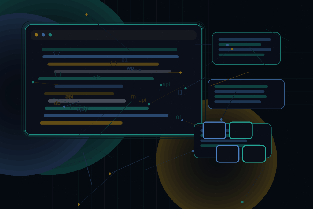 Dark technical editorial illustration for WordPress performance and server best practices: practical steps