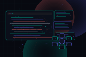Dark technical editorial illustration for Combining Laravel Frontends with WordPress as a Content Backend