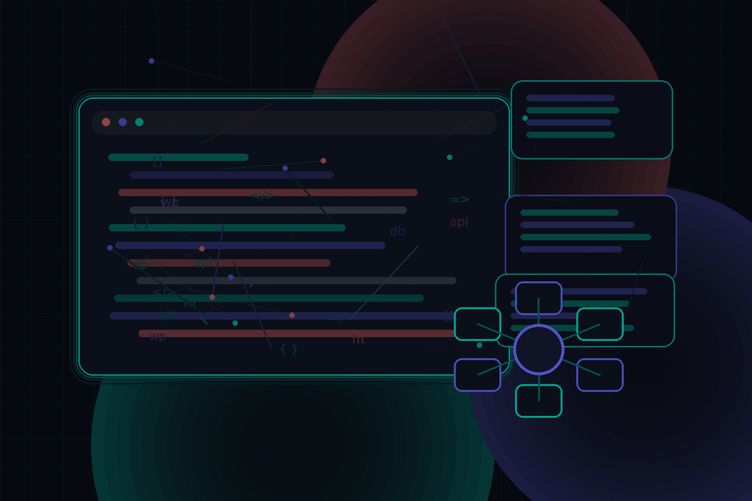 Technical editorial illustration for WordPress optimisation