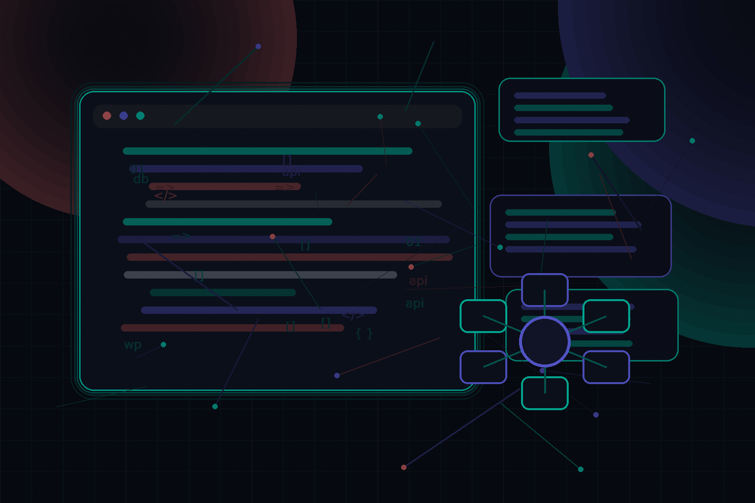 Technical editorial illustration for WordPress optimisation