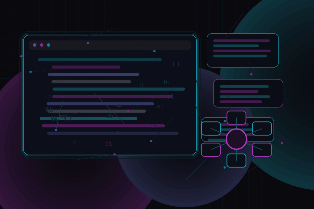 Dark technical editorial illustration for WordPress optimisation