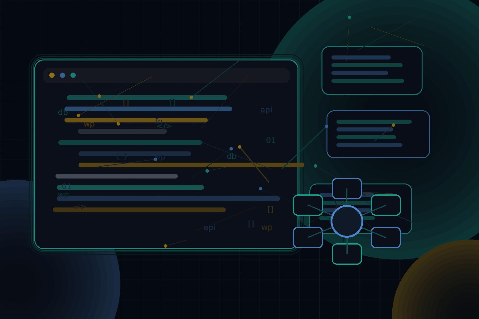 Technical editorial illustration for WordPress optimisation