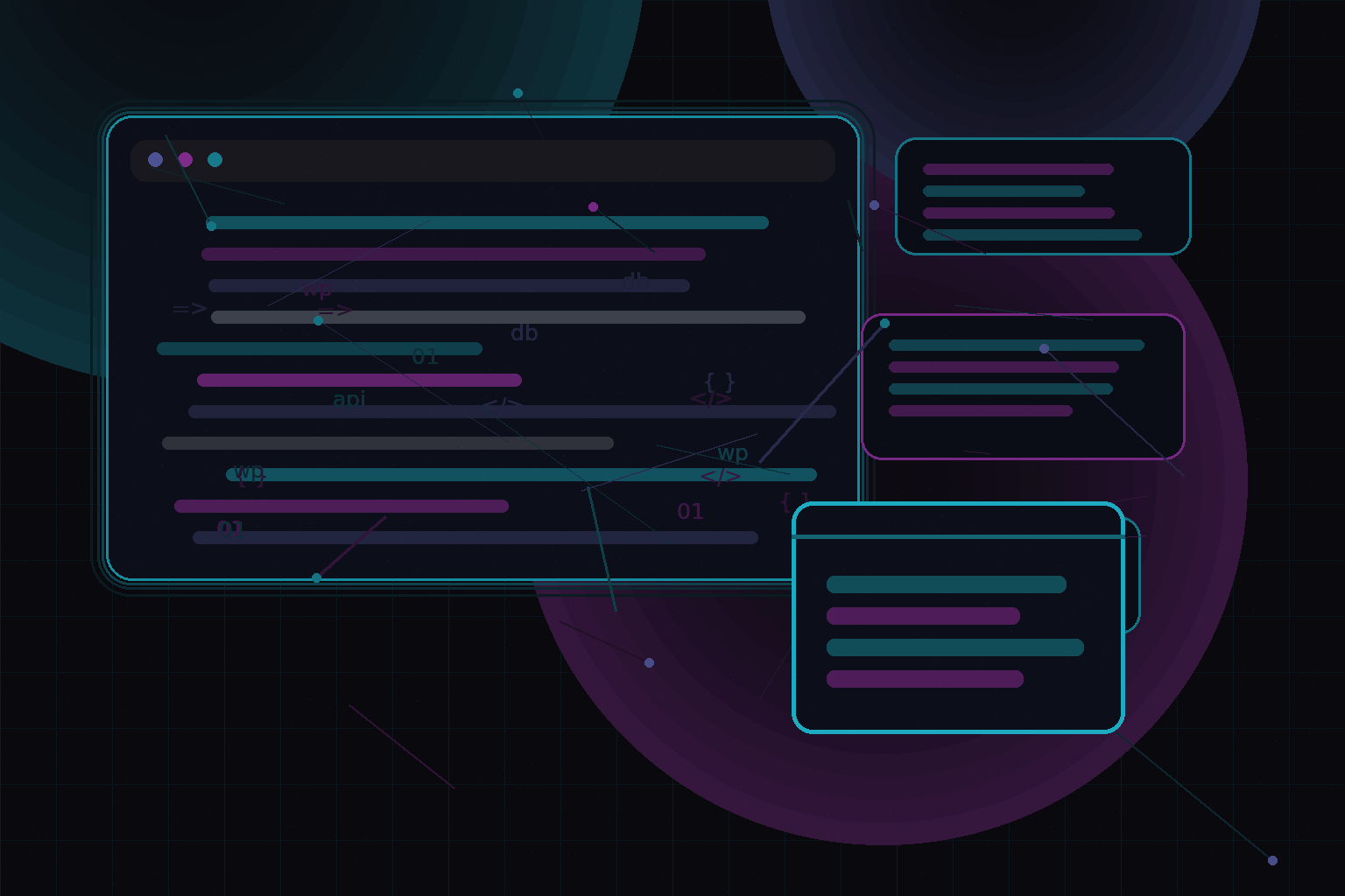 Technical editorial illustration for Using Gutenberg blocks to create readable long-form portfolio articles