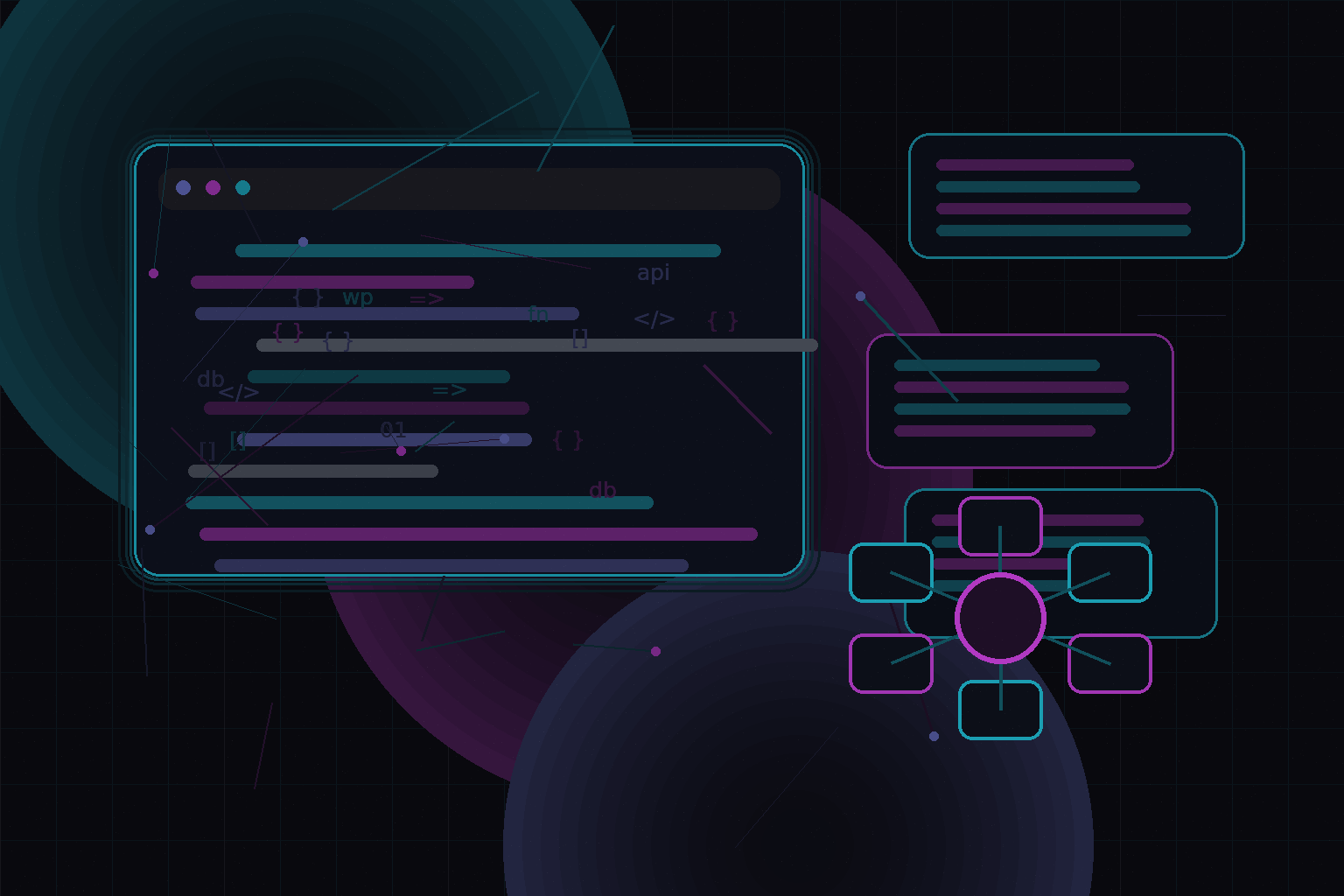 Technical editorial illustration for Using ACF to create flexible WordPress content systems