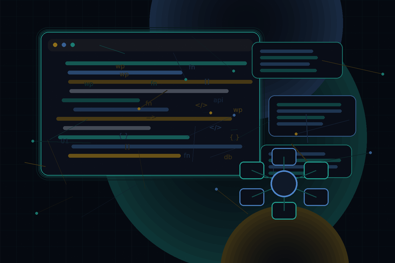 Technical editorial illustration for Using ACF to create flexible WordPress content systems