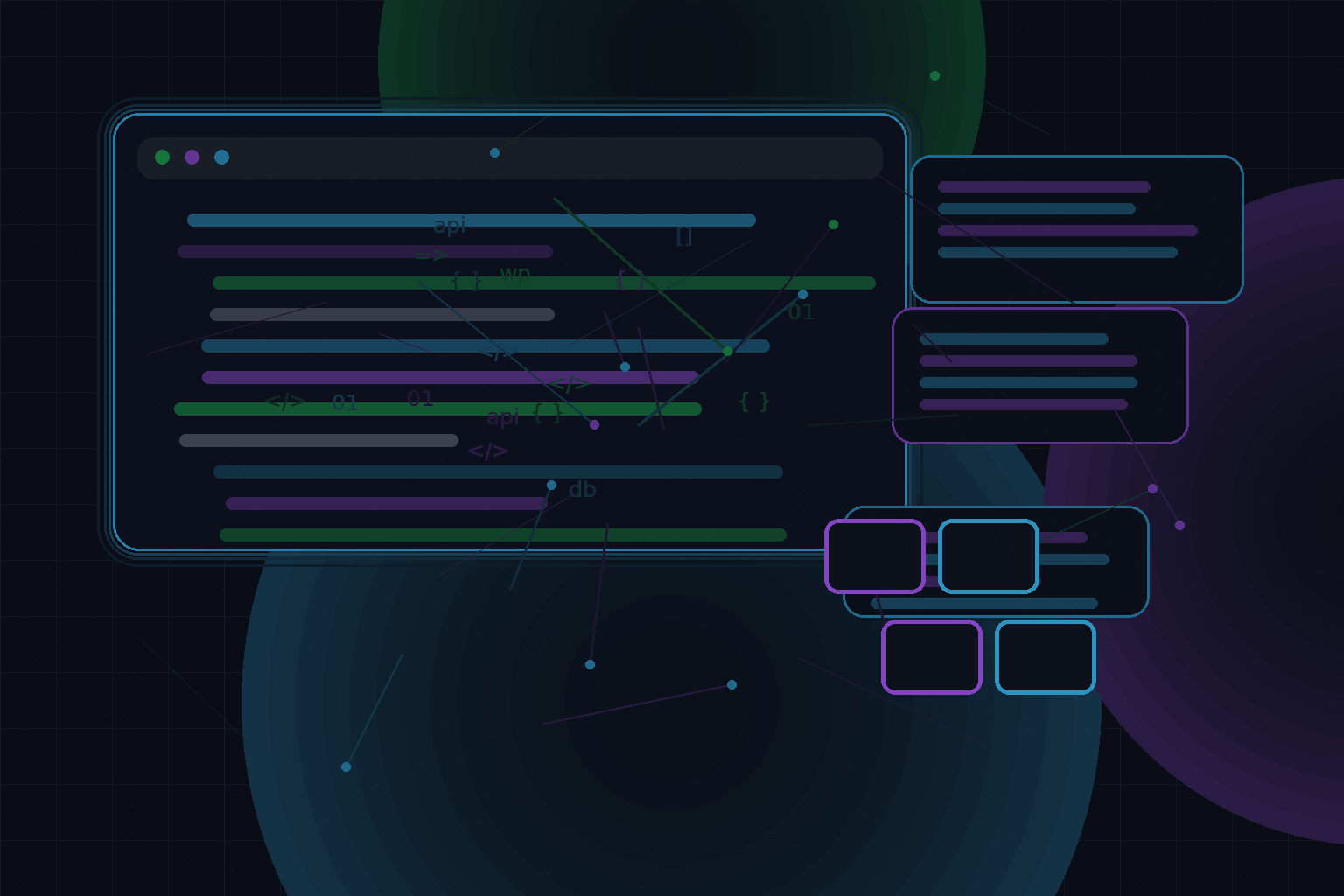 Technical editorial illustration for WordPress and LiteSpeed server benefits