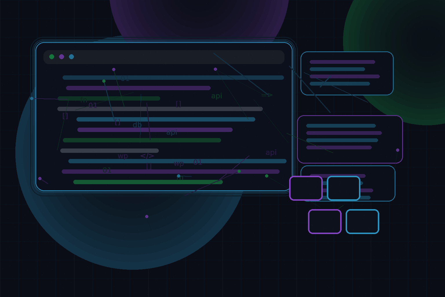 Technical editorial illustration for WordPress and LiteSpeed server benefits