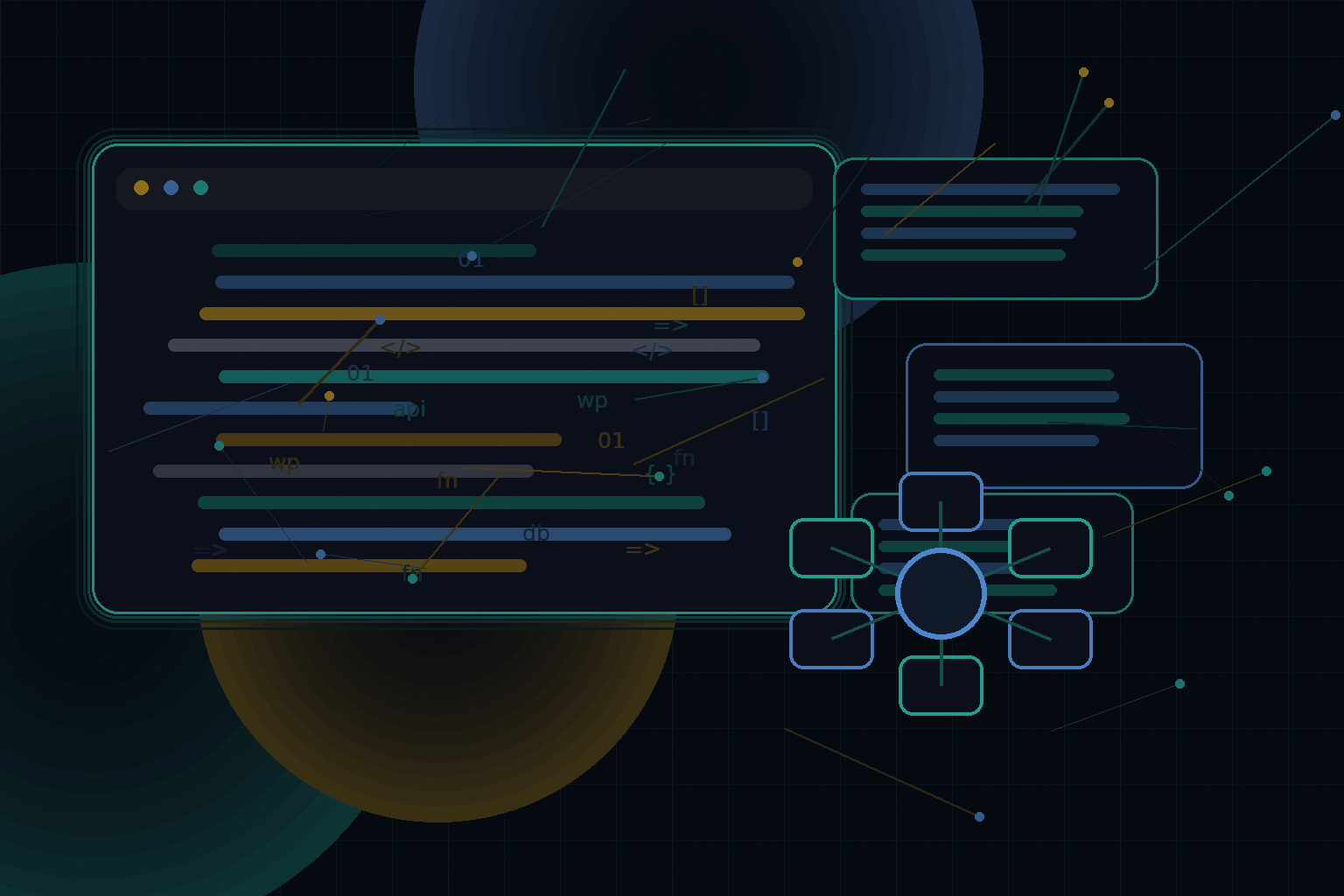Technical editorial illustration for Custom dashboards in WordPress for editors, clients, and site owners