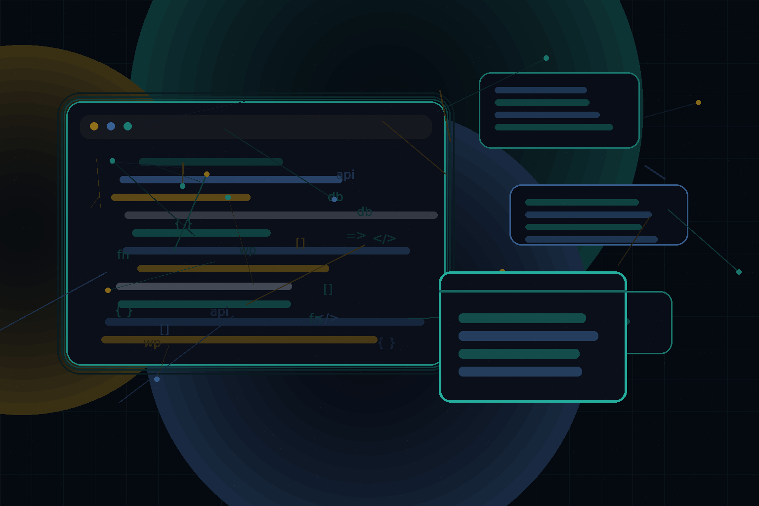 Technical editorial illustration for Headless WordPress with React or Next.js