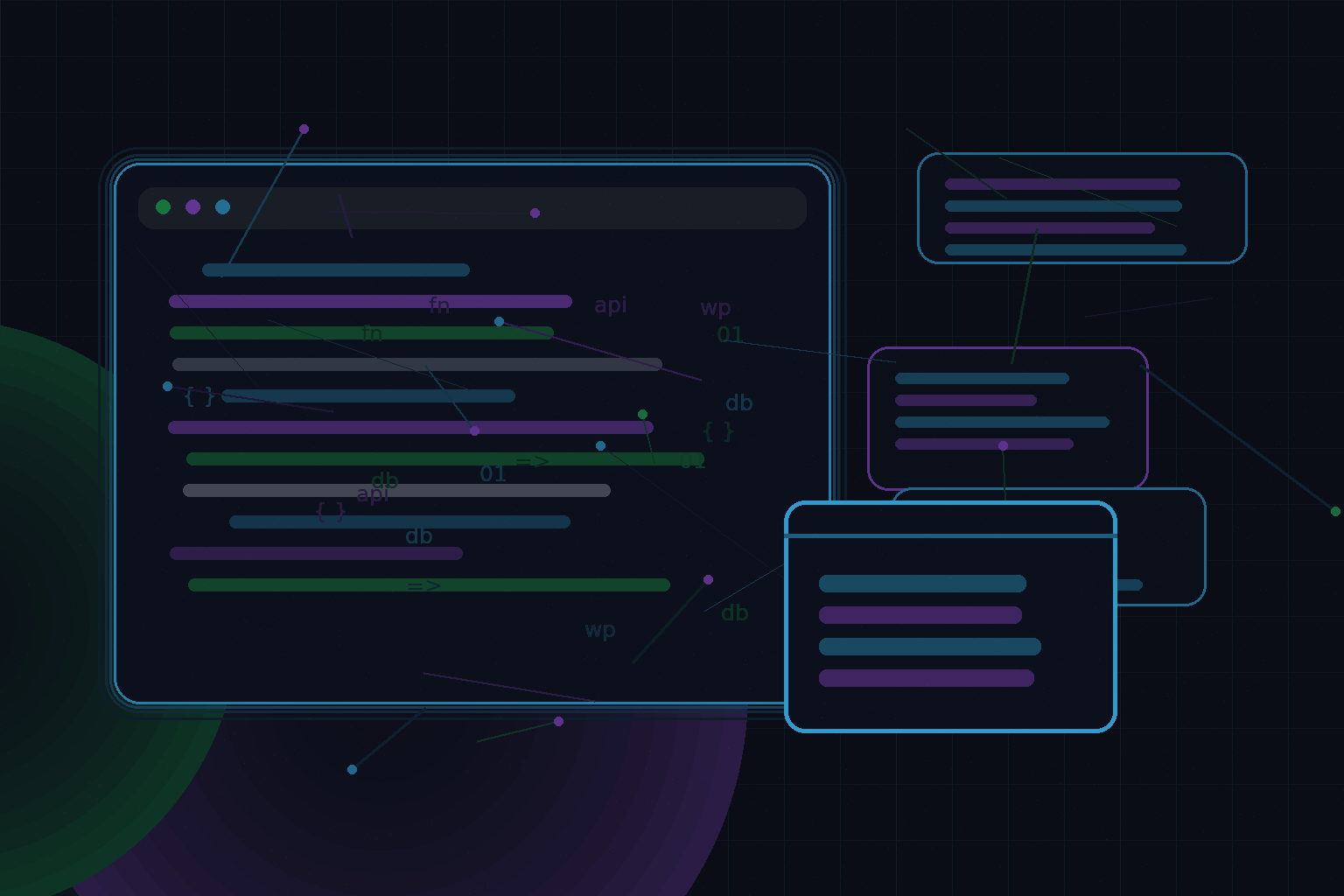 Technical editorial illustration for Headless WordPress with React or Next.js