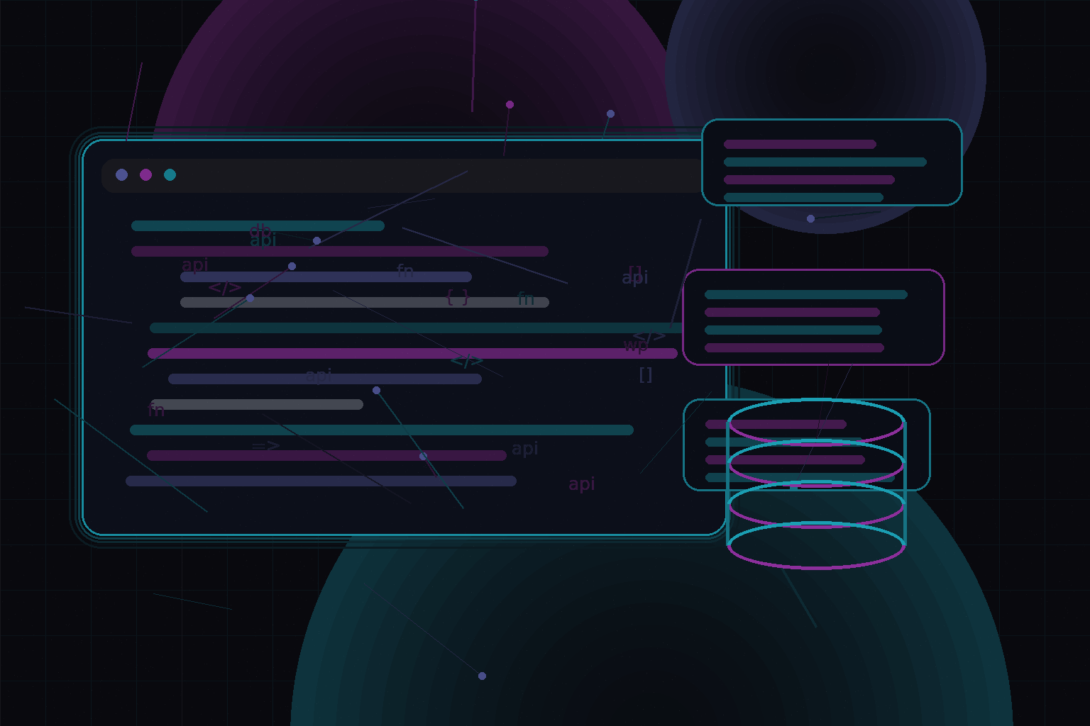 Technical editorial illustration for WordPress database cleanup, indexing, and query optimisation
