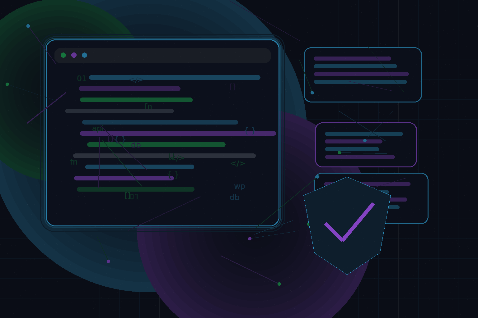 Technical editorial illustration for WordPress security hardening for custom themes and plugins